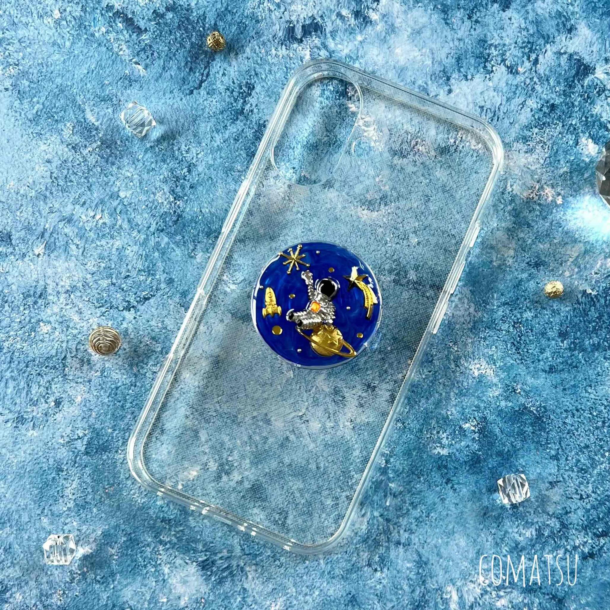 近未来⁉わくわく宇宙旅行.* グリップソケット付きスマホケース クリアベース スマホカバー